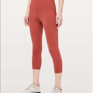 Lululemon Wunder Under Crop High Rise Full-On Luxtreme 21” Brick Rose color